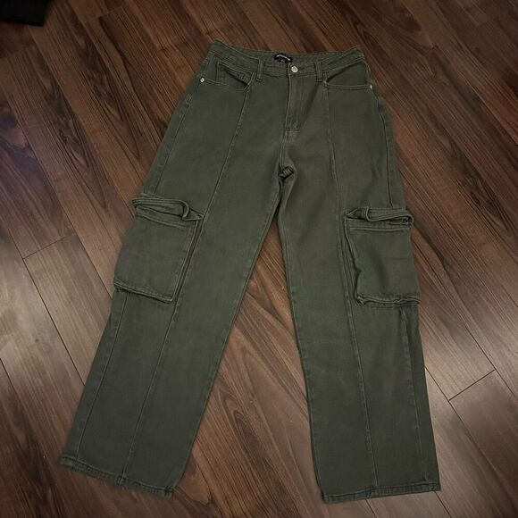 Pretty little thing green gray cargo pants 10 - Picture 1 of 8